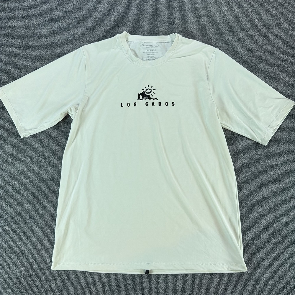 Beachhouse Los Cabos Mens 3XL Rash Guard SPF 50+ Short Sleeve Swim Shirt White